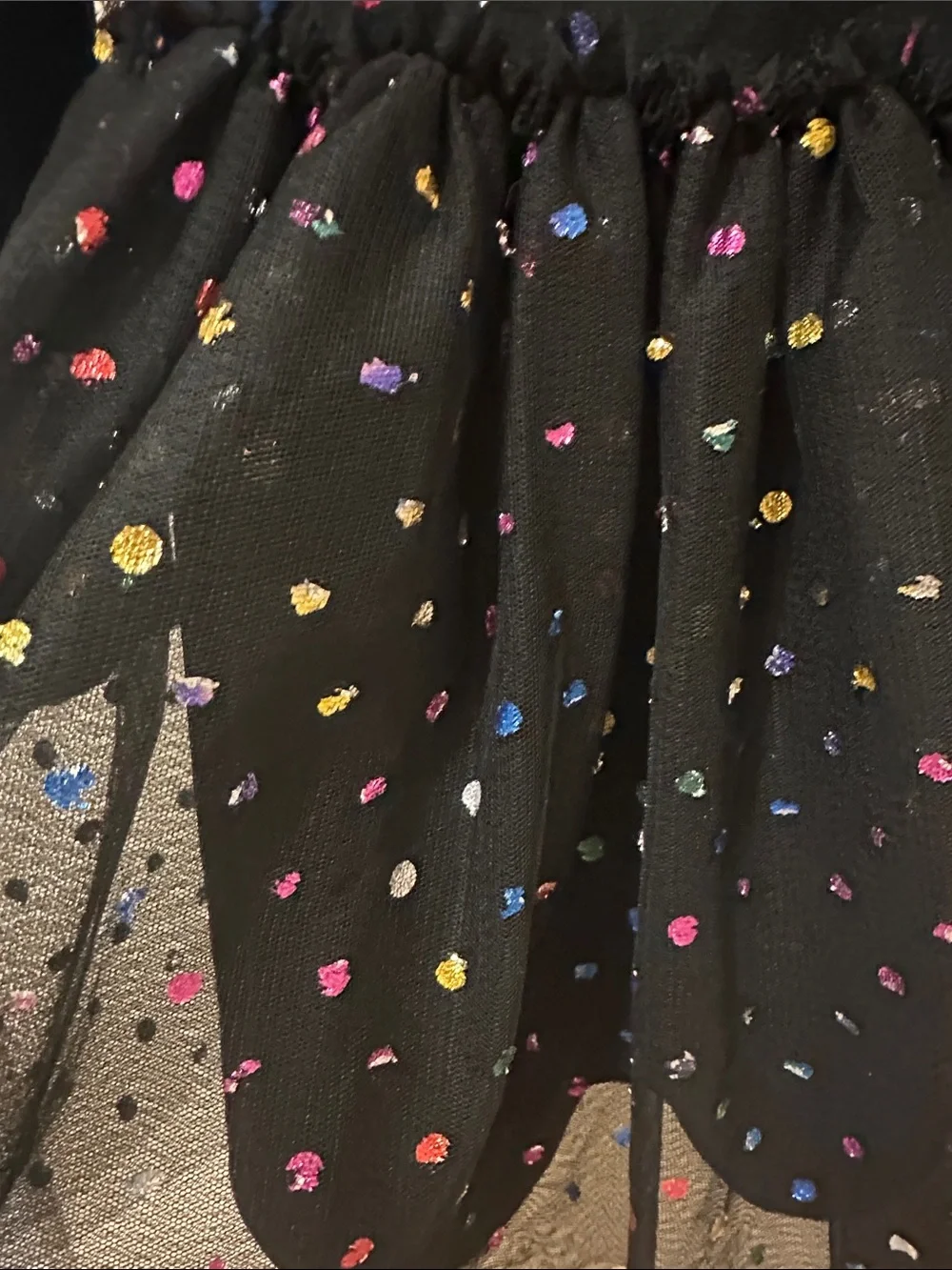 Epic Threads Black Long-Sleeve Tulle Dress with Multicolor Metallic Dots